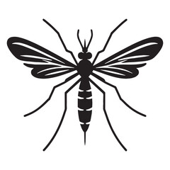 Menacing Mosquito silhouette, a tiny but deadly predator – Mosquito illustration – Minimalist Mosquito vector – Insect silhouette

