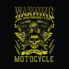skull and crossbones on black  bike mechanic t-shirt 
sticker