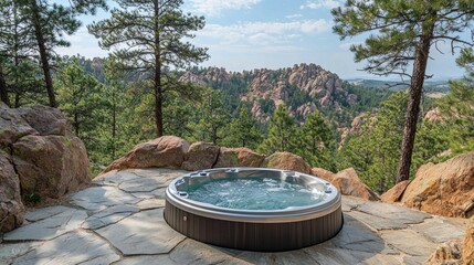 Fototapeta premium Mountaintop Hot Tub with Panoramic Views