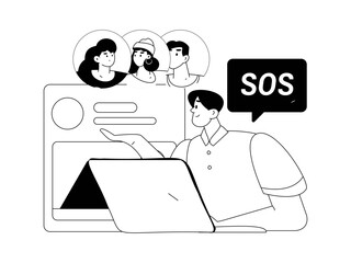 Flat vector illustration of business people operating work scene
