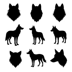 animals silhouettes vector, wolf silhouettes
