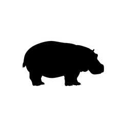 Fototapeta premium Hippo silhouette icon vector flat design.