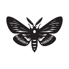 Delicate Moth silhouette, fluttering in moonlight – Moth illustration – Minimalist Moth vector – Insect silhouette

