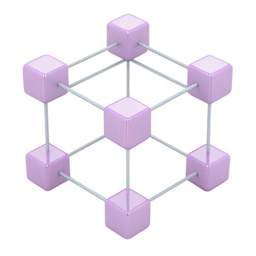 recommend clip art: Abstract network of connected purple cubes representing data and technology isolated transparent background.