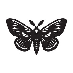 Mystical Moth silhouette, symbol of transformation – Moth illustration – Minimalist Moth vector – Insect silhouette

