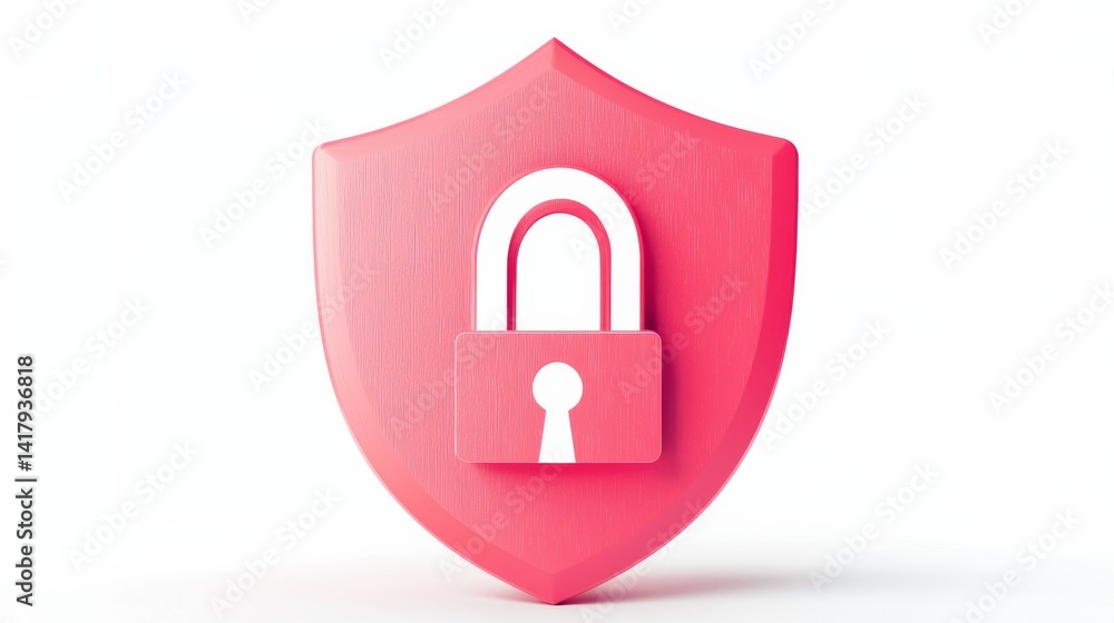 Aufkleber flat design pink shield with lock symbol representing security and protection concepts