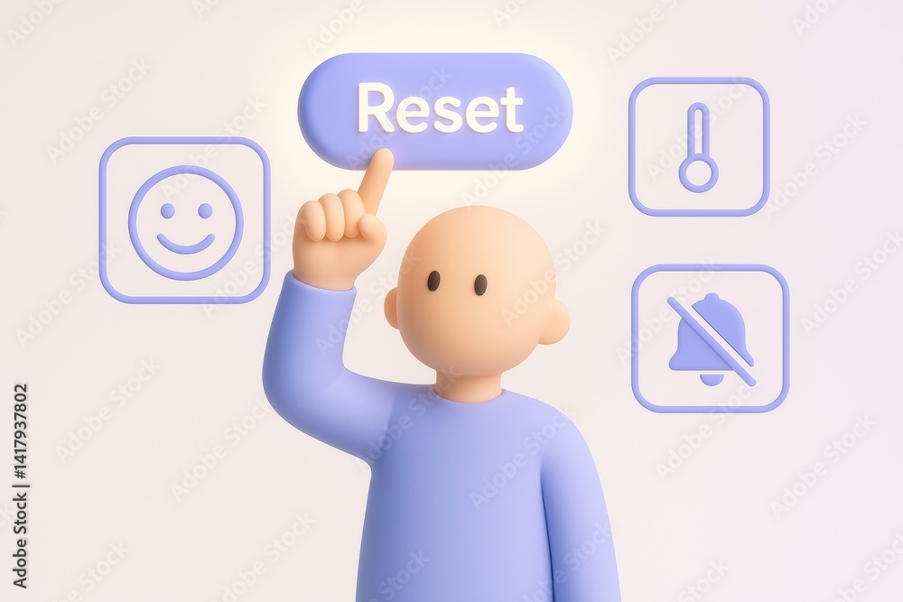 Poster reset button: a visual metaphor of the concept of 