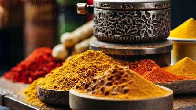 Aromatic Spices in Wooden Bowls