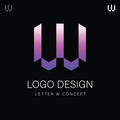 Isometric Letter W Logo Design illustration Concept, Geometric Style Alphabet Type Initial, Creative Corporate Identity Brand for a Tech or Marketing Company 