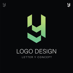 Isometric Letter Y Logo Design illustration Concept, Geometric Style Alphabet Type Initial, Creative Corporate Identity Brand for a Tech or Marketing Company 