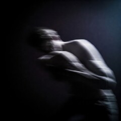 Streaky Image of a Moving Person in Dark Space