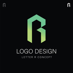 Isometric Letter R Logo Design illustration Concept, Geometric Style Alphabet Type Initial, Creative Corporate Identity Brand for a Tech or Marketing Company 