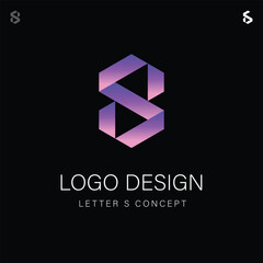 Isometric Letter S Logo Design illustration Concept, Geometric Style Alphabet Type Initial, Creative Corporate Identity Brand for a Tech or Marketing Company 