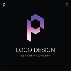 Isometric Letter P Logo Design illustration Concept, Geometric Style Alphabet Type Initial, Creative Corporate Identity Brand for a Tech or Marketing Company 