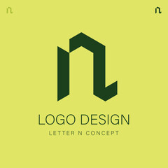 Isometric Letter N Logo Design illustration Concept, Geometric Style Alphabet Type Initial, Creative Corporate Identity Brand for a Tech or Marketing Company 
