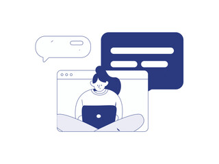 Flat vector illustration of business people operating work scene
