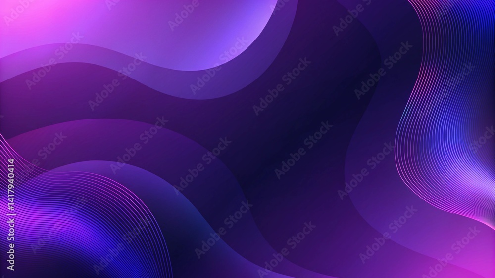 Leinwandbilder Purple modern wavy abstraction with soft curly lines, futuristic fluid background design, abstract violet gradient waves, elegant swirl pattern for digital art and web graphics