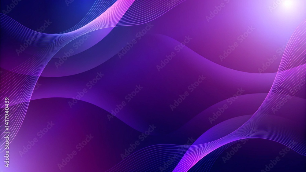 Poster purple modern wavy abstraction with soft curly lines, futuristic fluid background design, abstract v