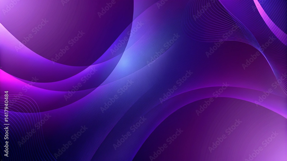 Poster purple modern wavy abstraction with soft curly lines, futuristic fluid background design, abstract v