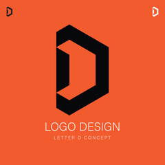 Isometric Letter D Logo Design illustration Concept, Geometric Style Alphabet Type Initial, Creative Corporate Identity Brand for a Tech or Marketing Company 