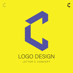 Isometric Letter C Logo Design illustration Concept, Geometric Style Alphabet Type Initial, Creative Corporate Identity Brand for a Tech or Marketing Company 