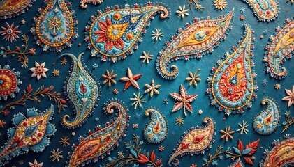 Subtle, muted paisley pattern on textured background , fabric, vintage, home