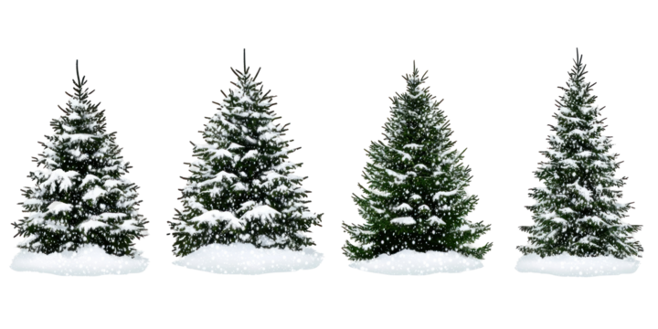 Winter Christmas tree with ice  on a transparent background