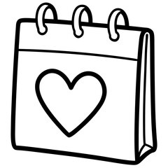 Minimalist Love Calendar Line Art