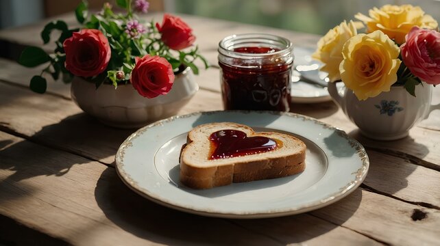love. heart., food, dessert, cake, fruit, sweet, jam, pie, pastry, berry, strawberry, red, breakfast, cherry, baked, delicious, tart, homemade, fresh, plate, cream, tasty, snack, white, raspberry, mea