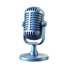 3d studio microphone isolated on transparent background. Cartoon plastic style icon. Png