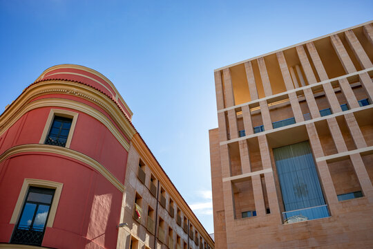 View of the annex buildings of the Murcia City Hall in the Plaza del Cardenal Belluga, near the cathedral.