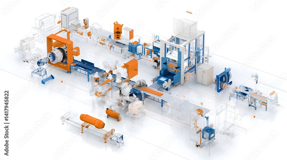 Leinwandbilder detailed schematic view of an automated manufacturing assembly line with a specific focus on the wel