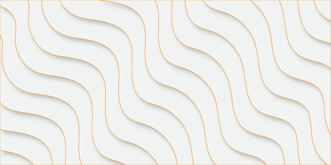 Fototapeta premium Striped 3D Texture - Background Illustration, Vector. White wavy lines creating a smooth, flowing pattern. Abstract wavy line 3d paper cut white background.