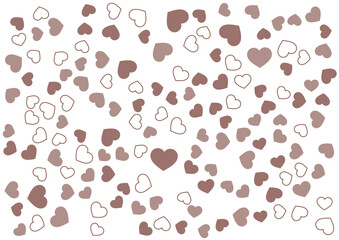 Obraz premium ハート柄の背景 茶系の3色 フチと単色 ハート