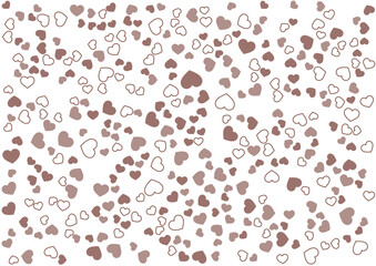 ハート柄の背景 茶系の3色 フチと単色 ハート