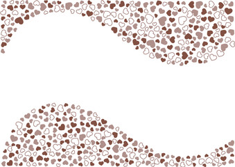 ハート柄の背景 茶系の3色 フチと単色 ハート