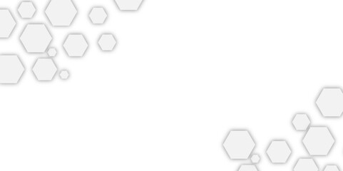Geometric technology white hexagon background. Abstract vector illustration Science technology and medical concept hexagon on transparent background.