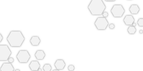 Geometric technology white hexagon background. Abstract vector illustration Science technology and medical concept hexagon on transparent background.