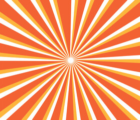 Sunlight rays horizontal background. Bright orange color burst background.