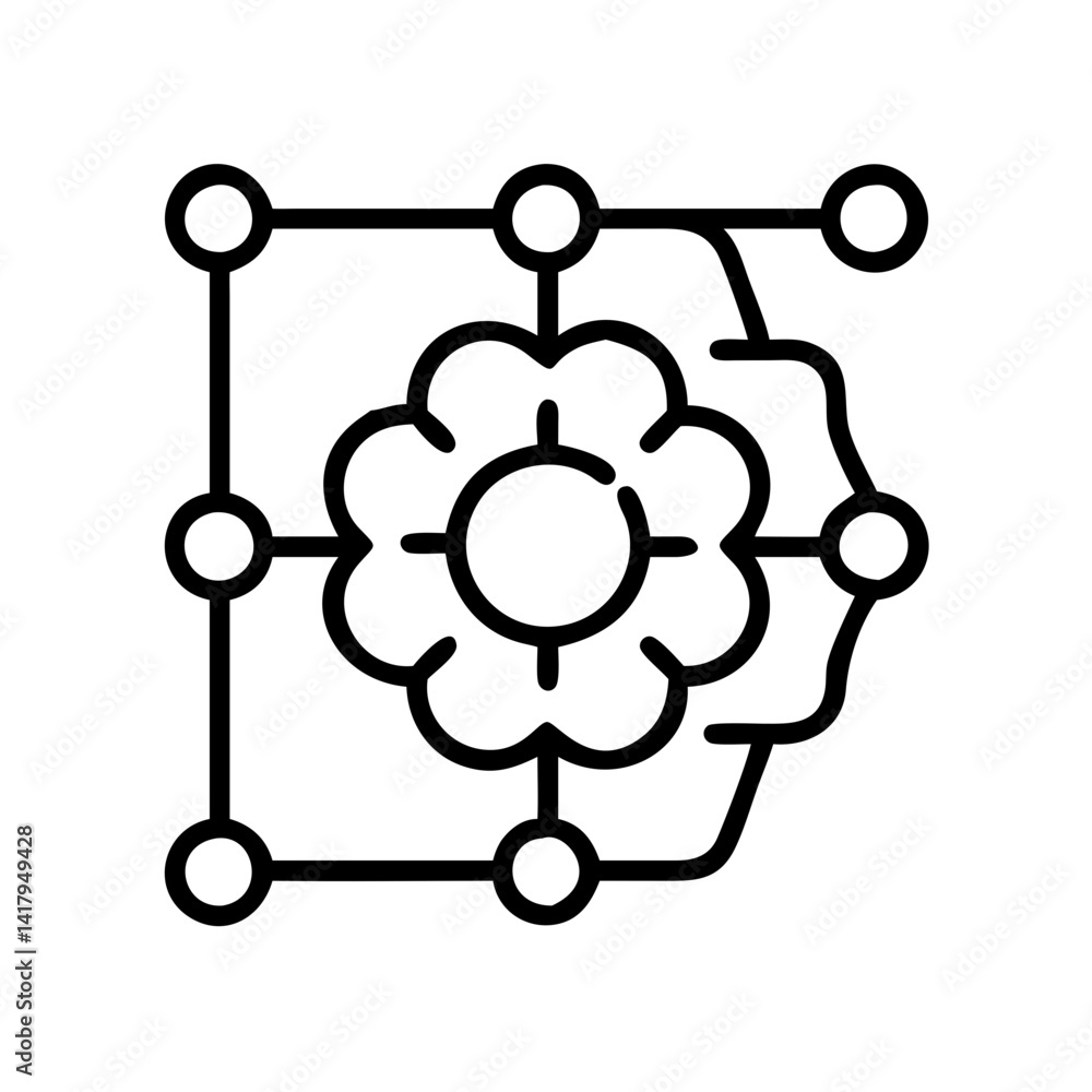 Poster flower connection network outline abstract design element floral linked system symbol art vector gra