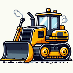 yellow bulldozer isolated on white