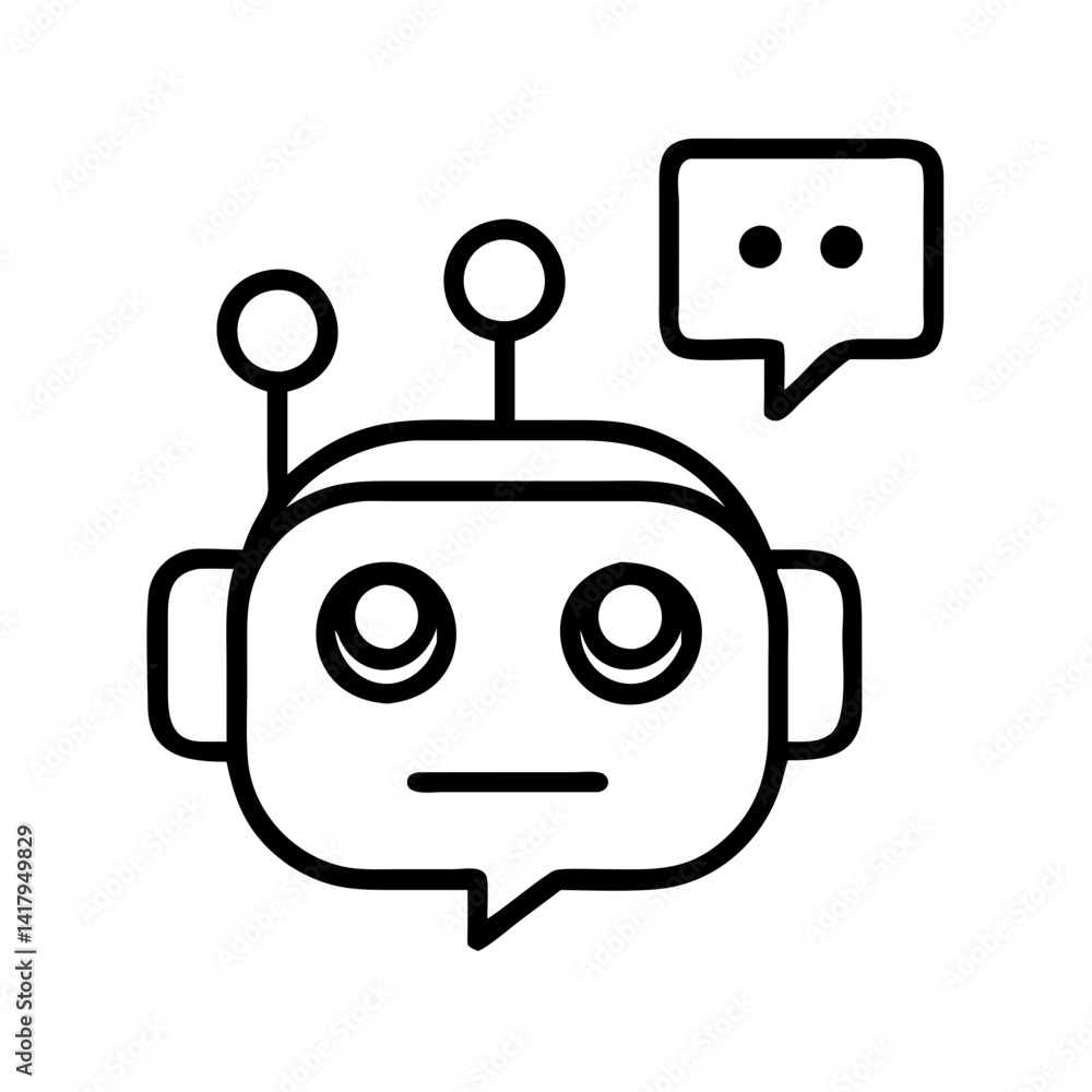 Poster robot chatbot ai artificial intelligence automation machine learning communication assistant icon ve