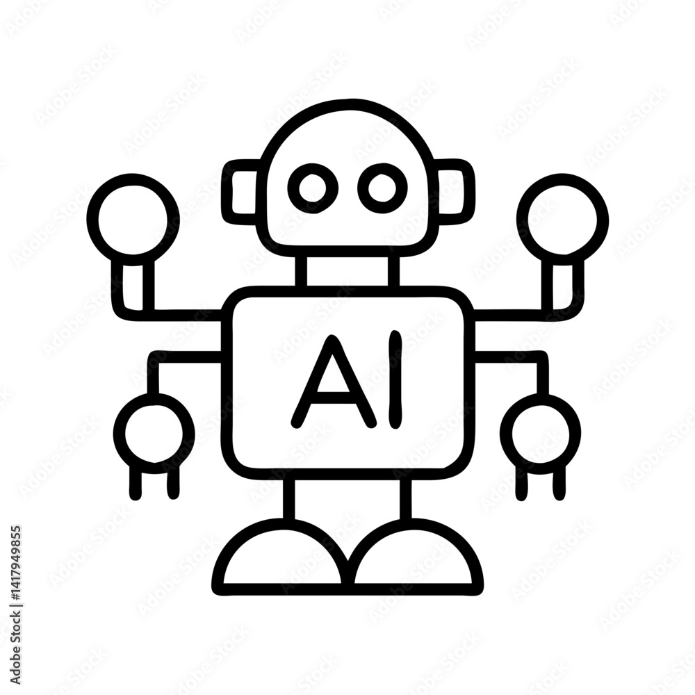 Poster ai robot artificial intelligence machine learning automation technology future innovation icon vecto