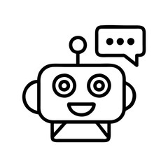 Outline robot chatbot icon with speech bubble ai assistant digital technology automation support