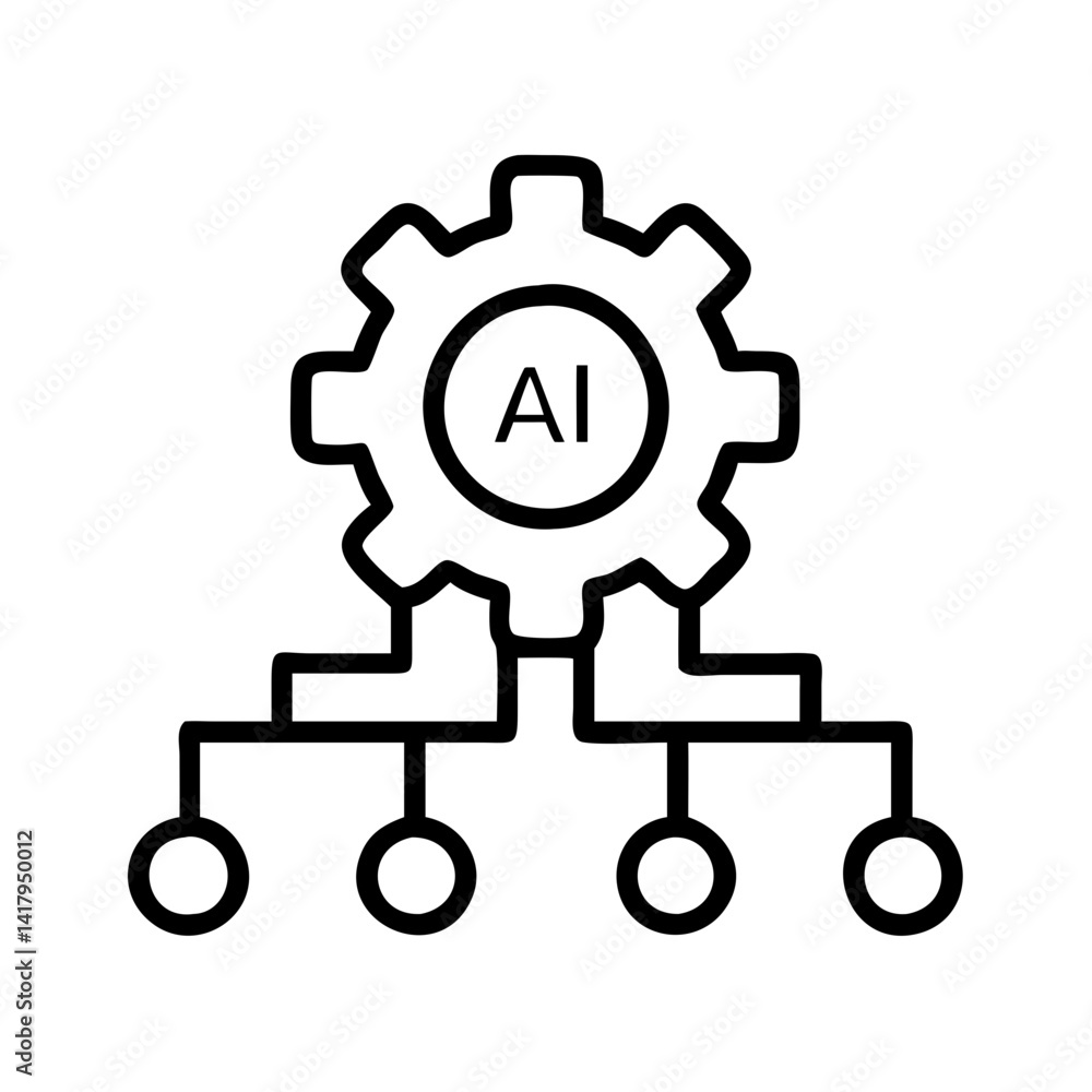 Poster ai artificial intelligence machine learning neural network automation process technology system gear