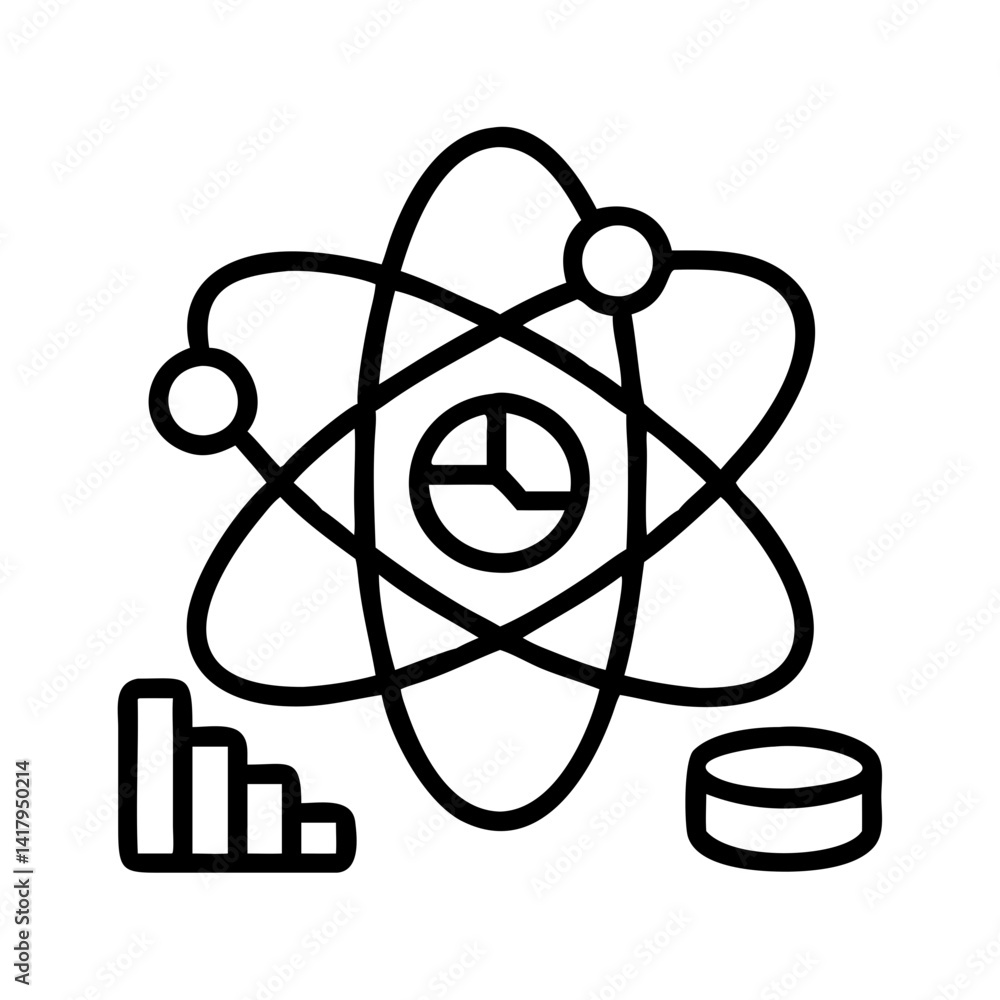 Poster data science atom chart diagram database analysis information technology science research graph icon