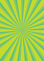 Bright green rays background. Comics, pop art style.