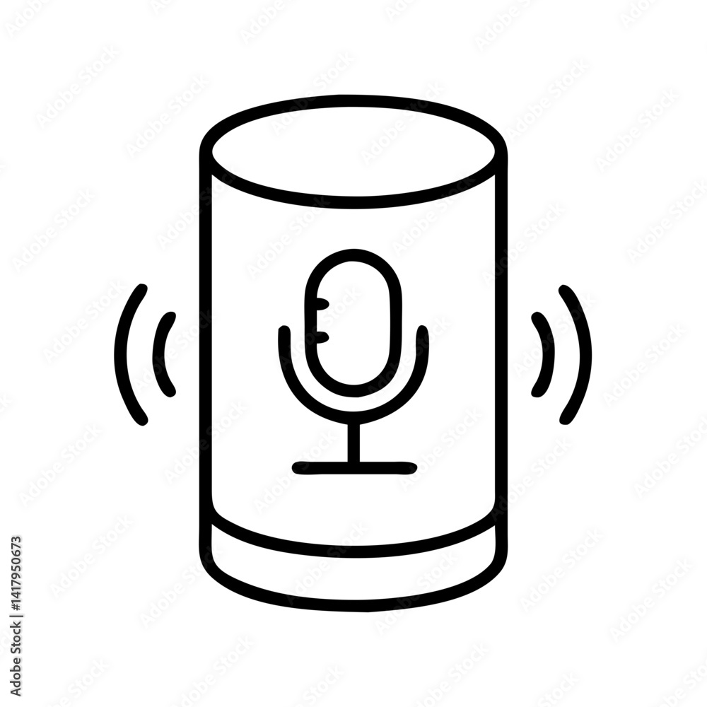 Poster smart speaker voice assistant device microphone sound waves technology home automation gadget design