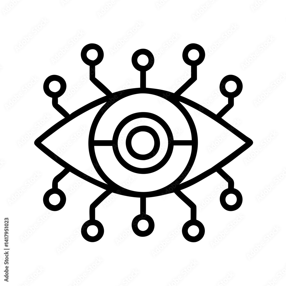 Poster eye technology vision artificial intelligence ai futuristic cyber security system scan data tech