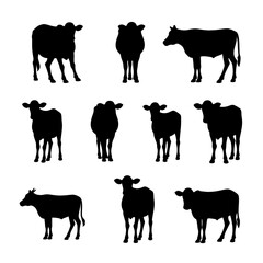 Set of different goats silhouettes isolated on white background